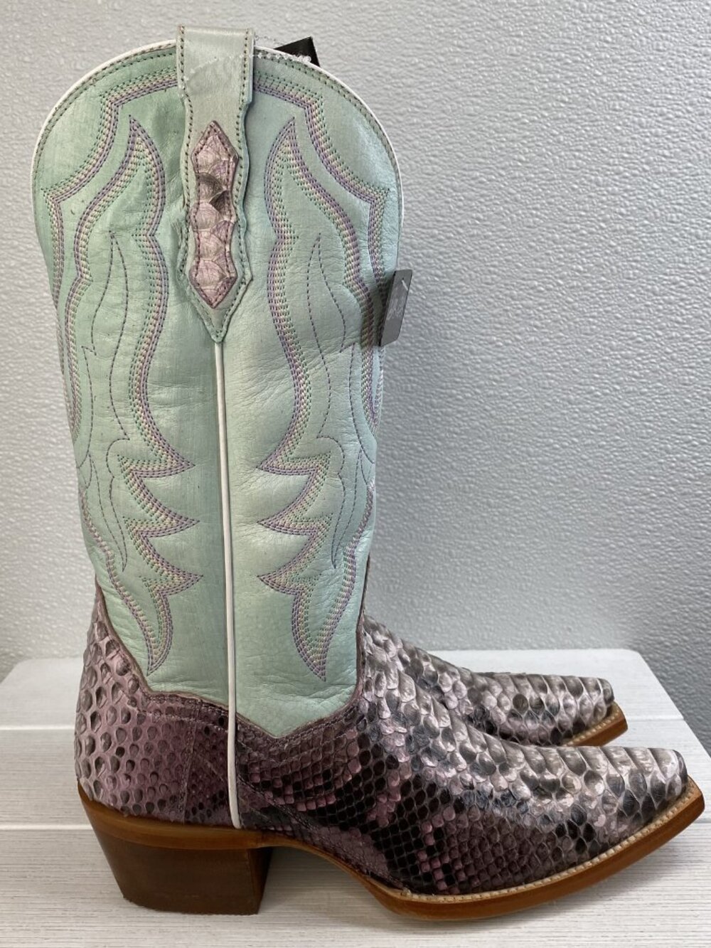 Dan Post Petunia Exotic Python Women's 6.5 Purple Leather Pull On Western Boots